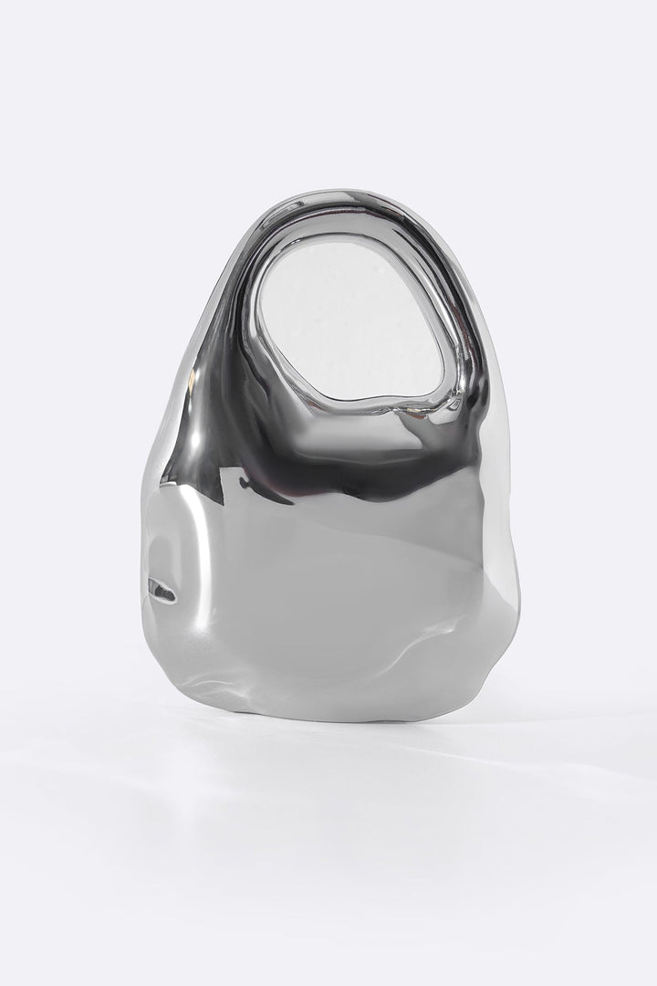 SILVER RUNWAY EDITORIAL CLUTCH