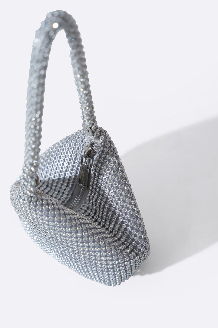 SILVER MINI STUD WRIST BAG