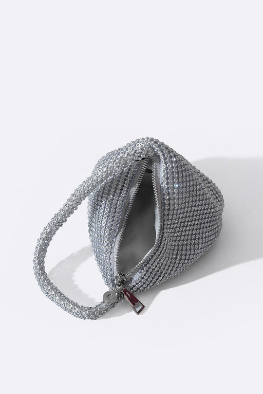 SILVER MINI STUD WRIST BAG