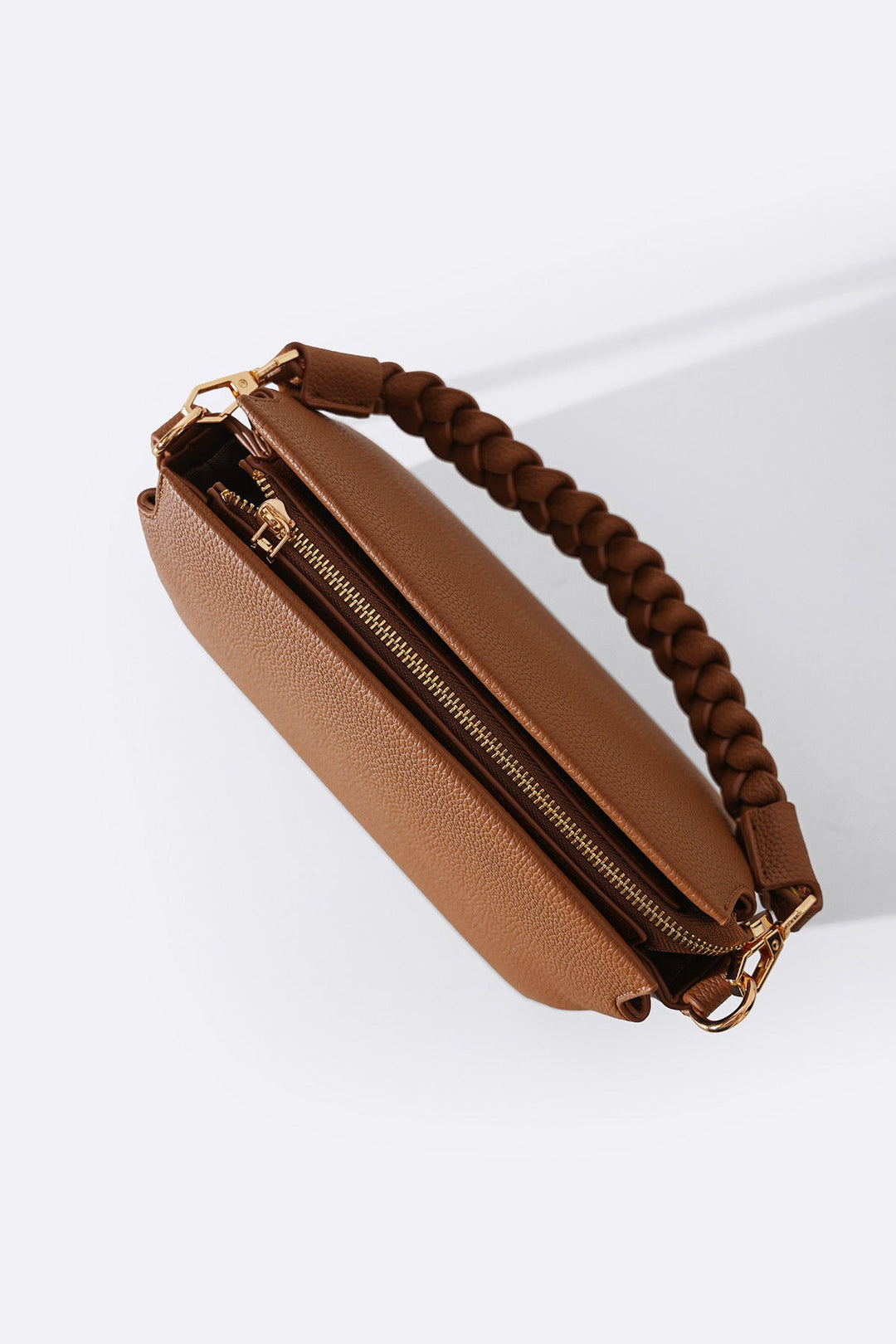 COFFEE BRAIDED TOP HANDLE BAG