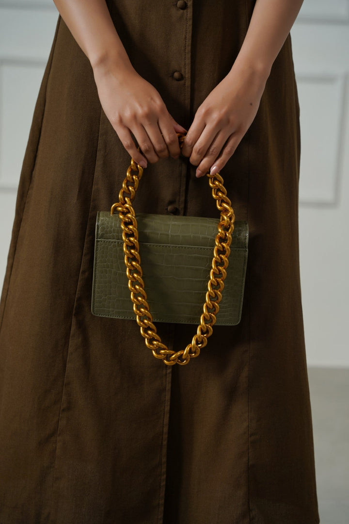 OLIVE BOXY STATEMENT BAG