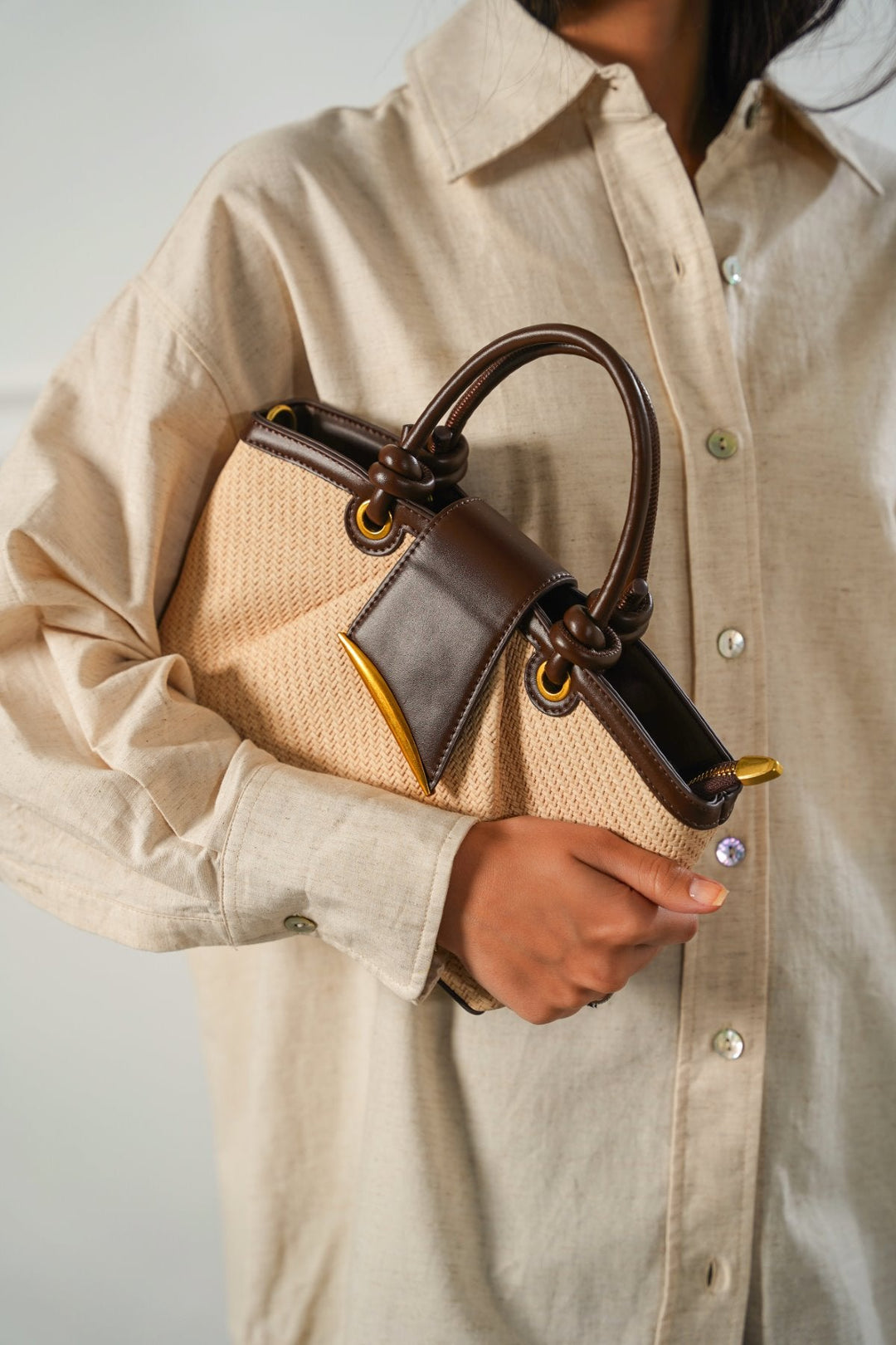 CREAM MODA TOP HANDLE BAG
