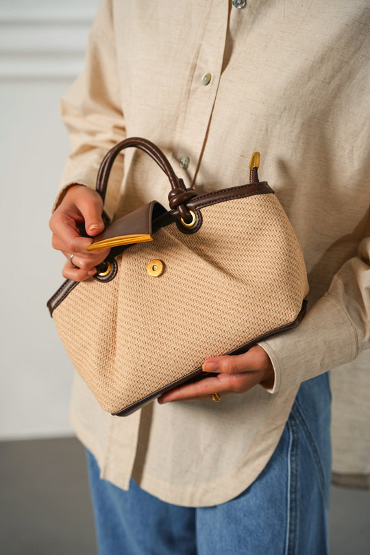 CREAM MODA TOP HANDLE BAG