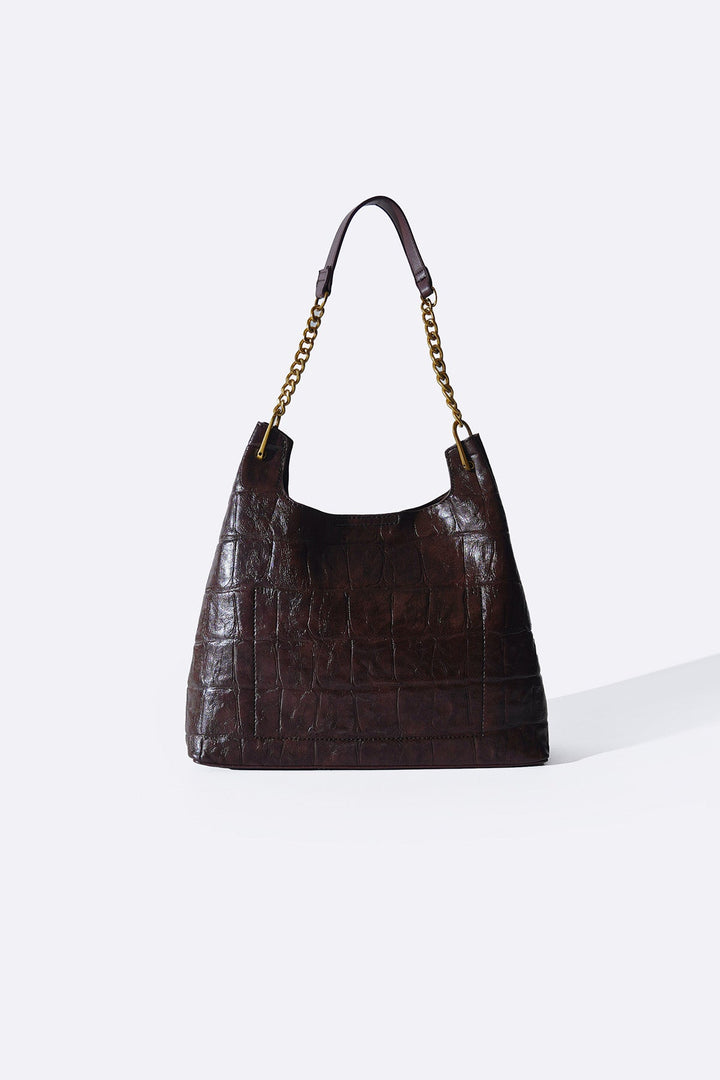 BURGUNDY CARMO EMBOSSED SHOULDER BAG