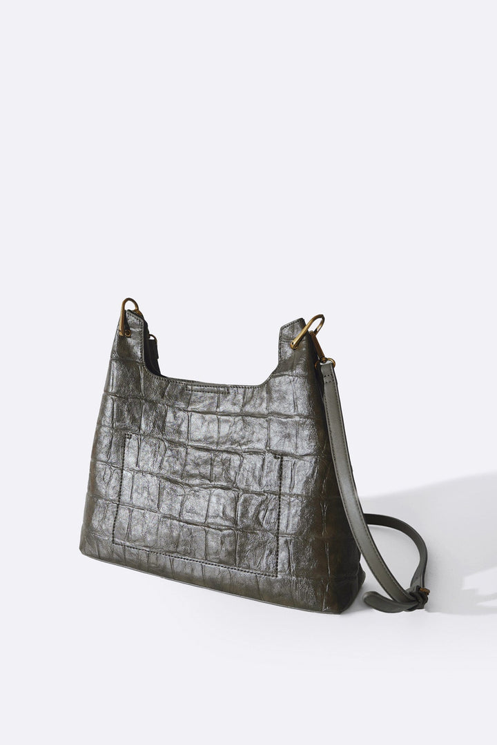 OLIVE CARMO EMBOSSED SHOULDER BAG