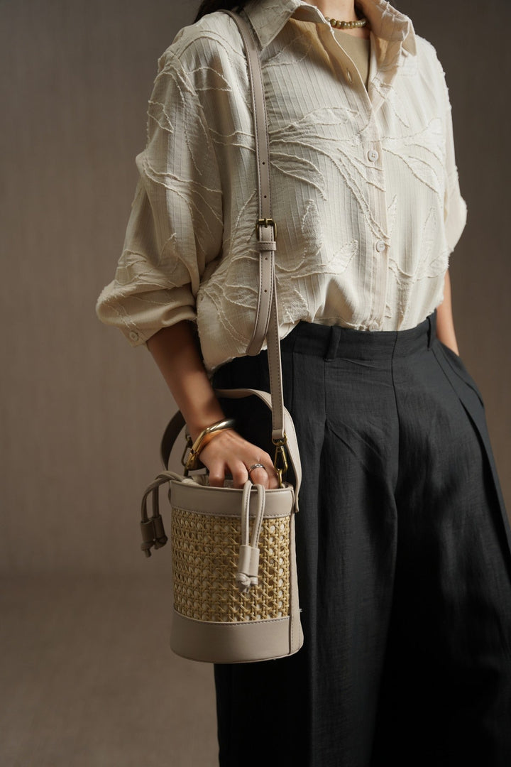 TAUPE TROPICANA BUCKET BAG