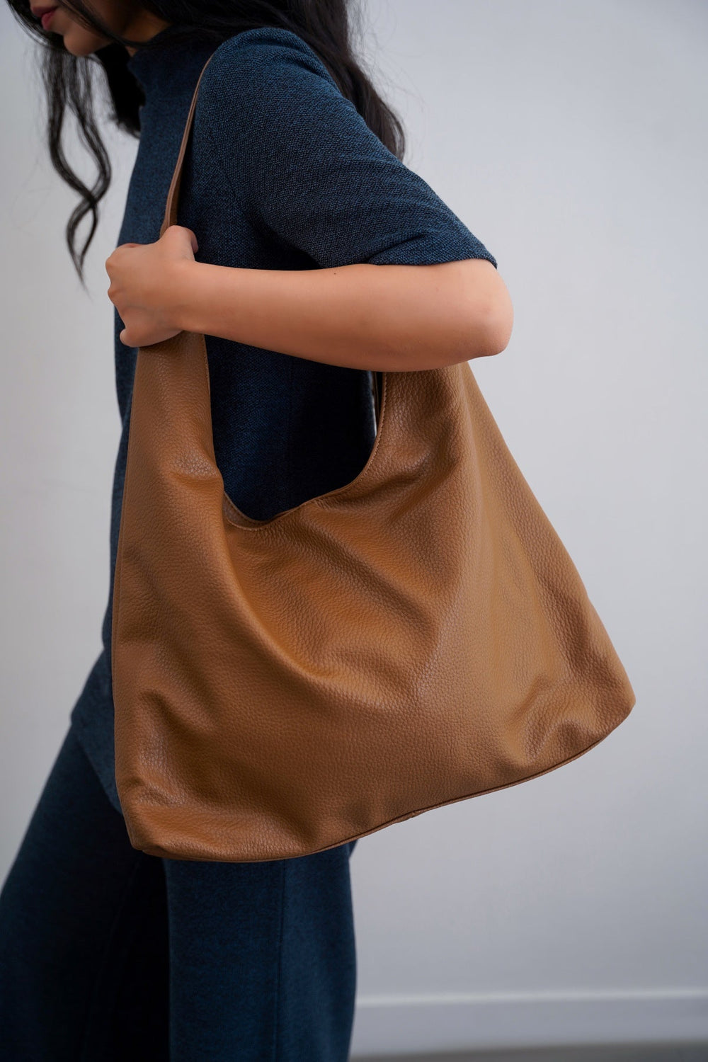 TAUPE SLOUCHY SOFT TOTE