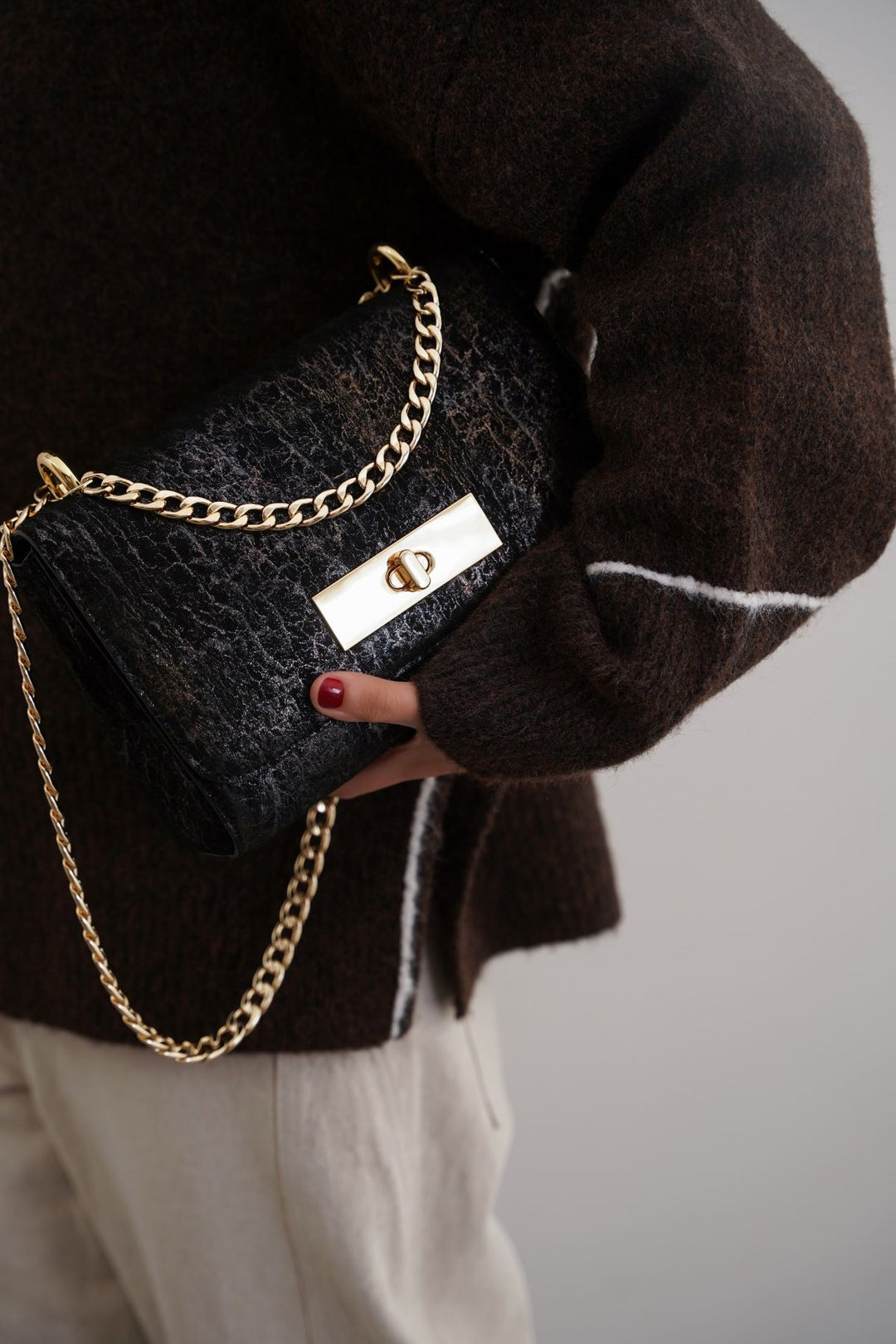 BLACK MIDNIGHT BAG IN GENUINE SUEDE