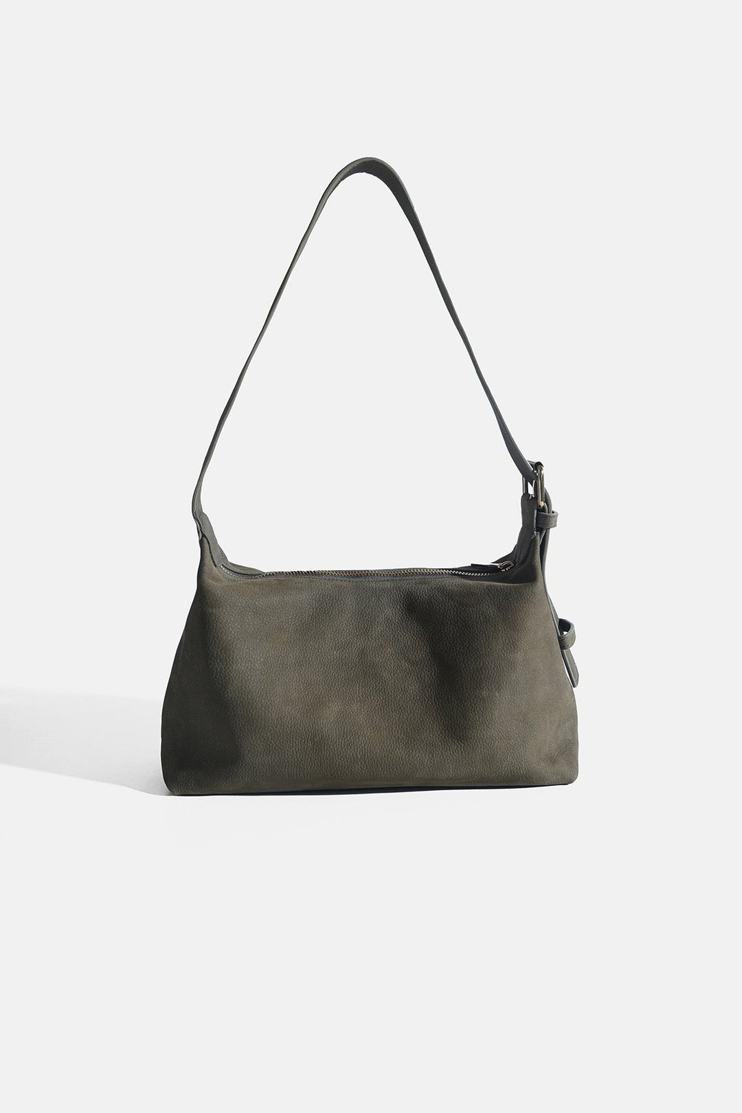OLIVE-TOP STITCH BAG IN GENUINE LEATHER