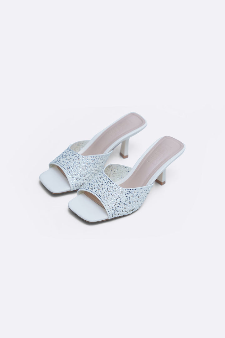 WHITE GLITTER BEAD STILETTOS