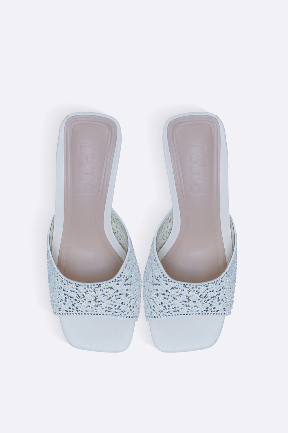 WHITE GLITTER BEAD STILETTOS