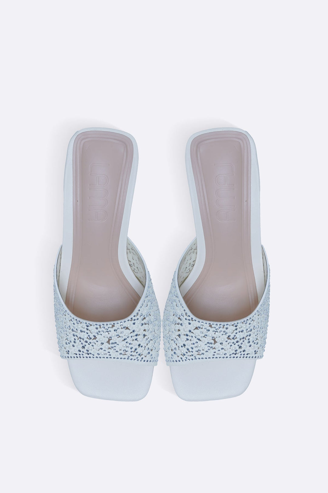 WHITE GLITTER BEAD STILETTOS