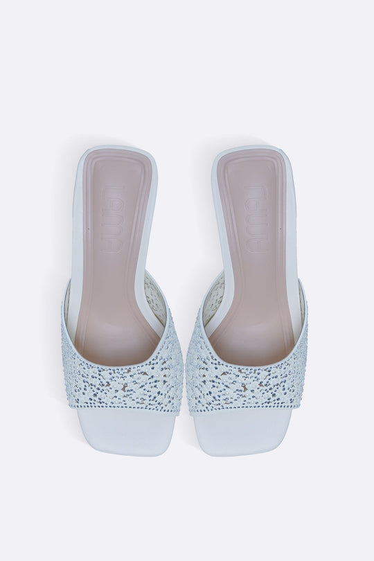 WHITE GLITTER BEAD STILETTOS