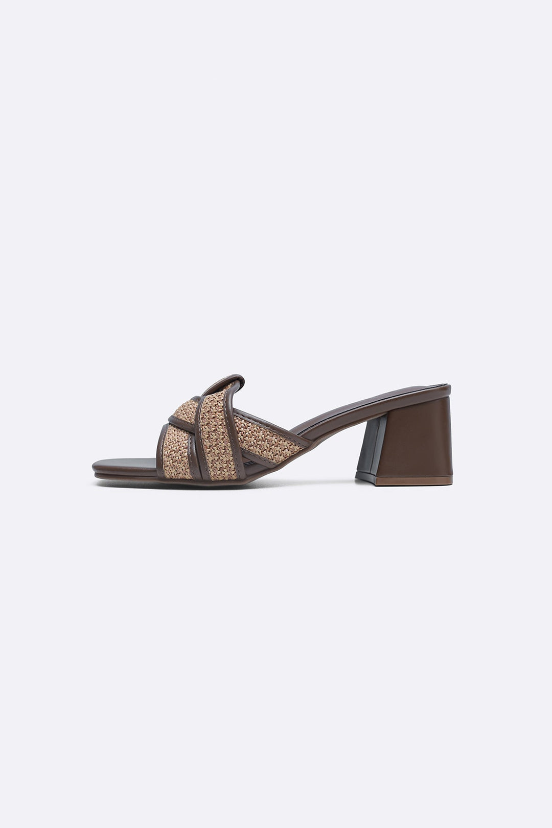 COFFEE WEAVE BLOCK HEELS