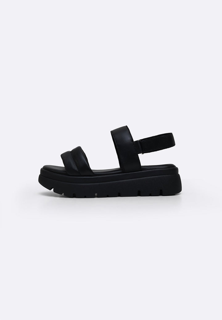 BLACK LEATHER MAMA SANDALS