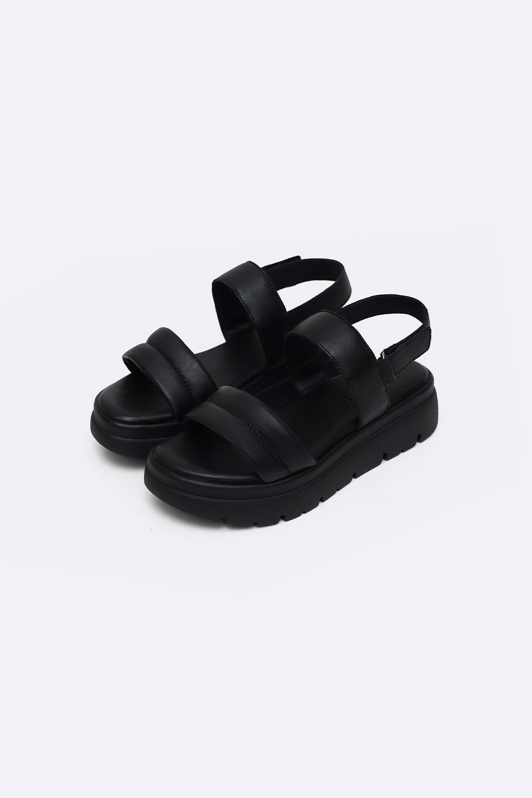 BLACK LEATHER MAMA SANDALS