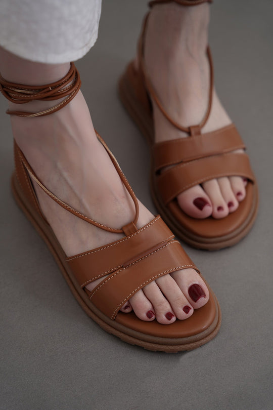 TAN SOFT GLADIATOR SANDALS