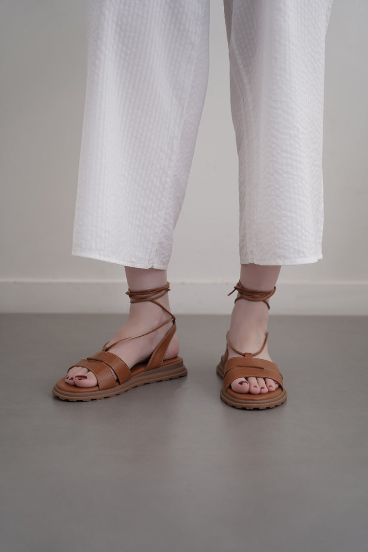 TAN SOFT GLADIATOR SANDALS
