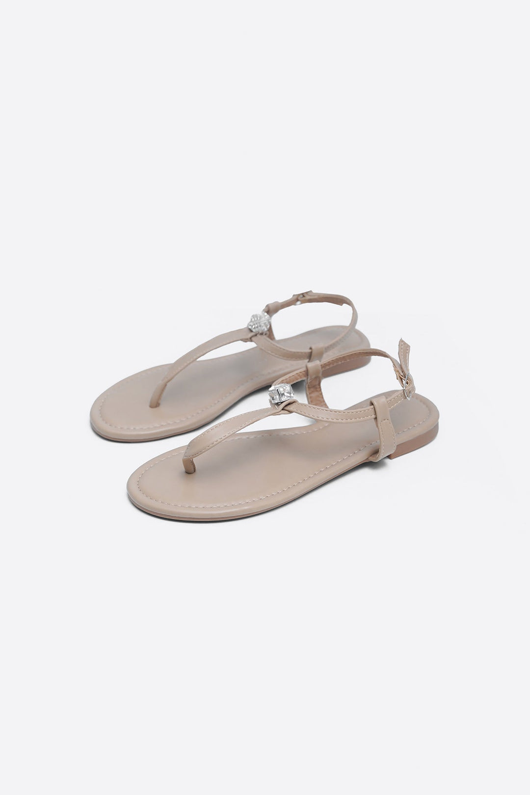 TAUPE SANDALS WITH CUBE STUD