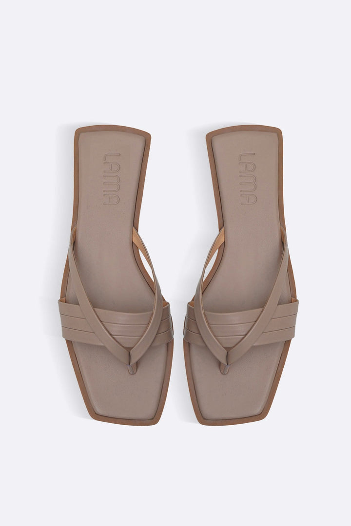 TAUPE LUCCA STRAPPY SLIDES