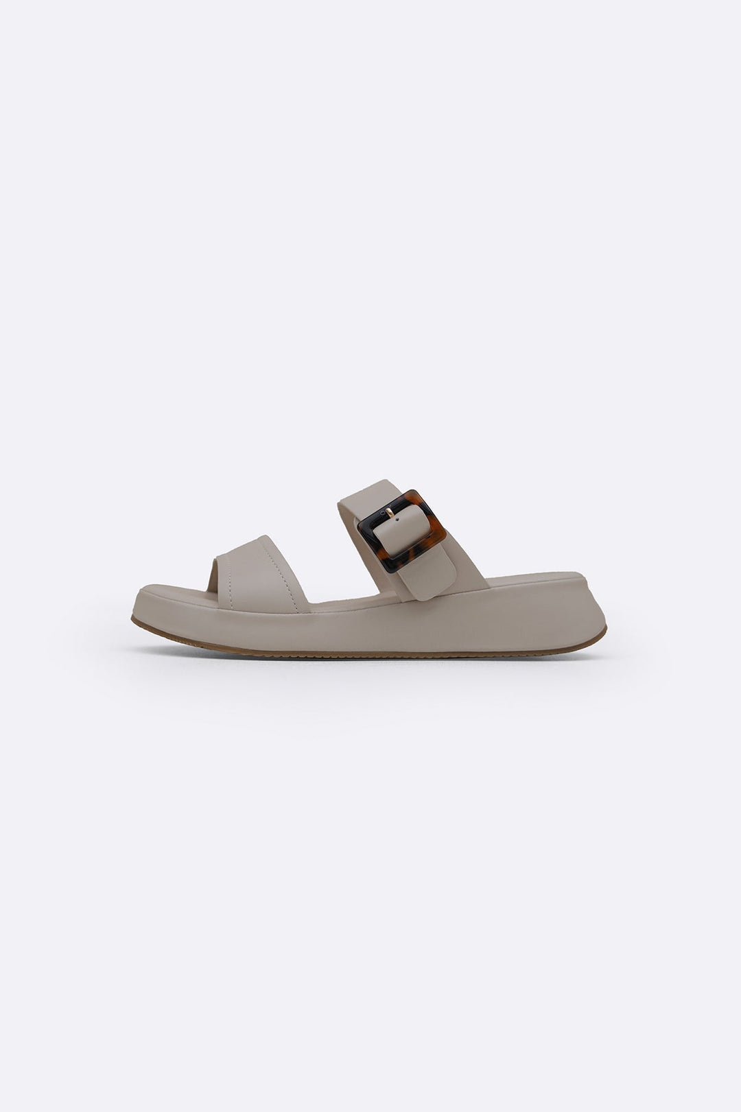 CREAM BUCKLE MAMA SLIDES