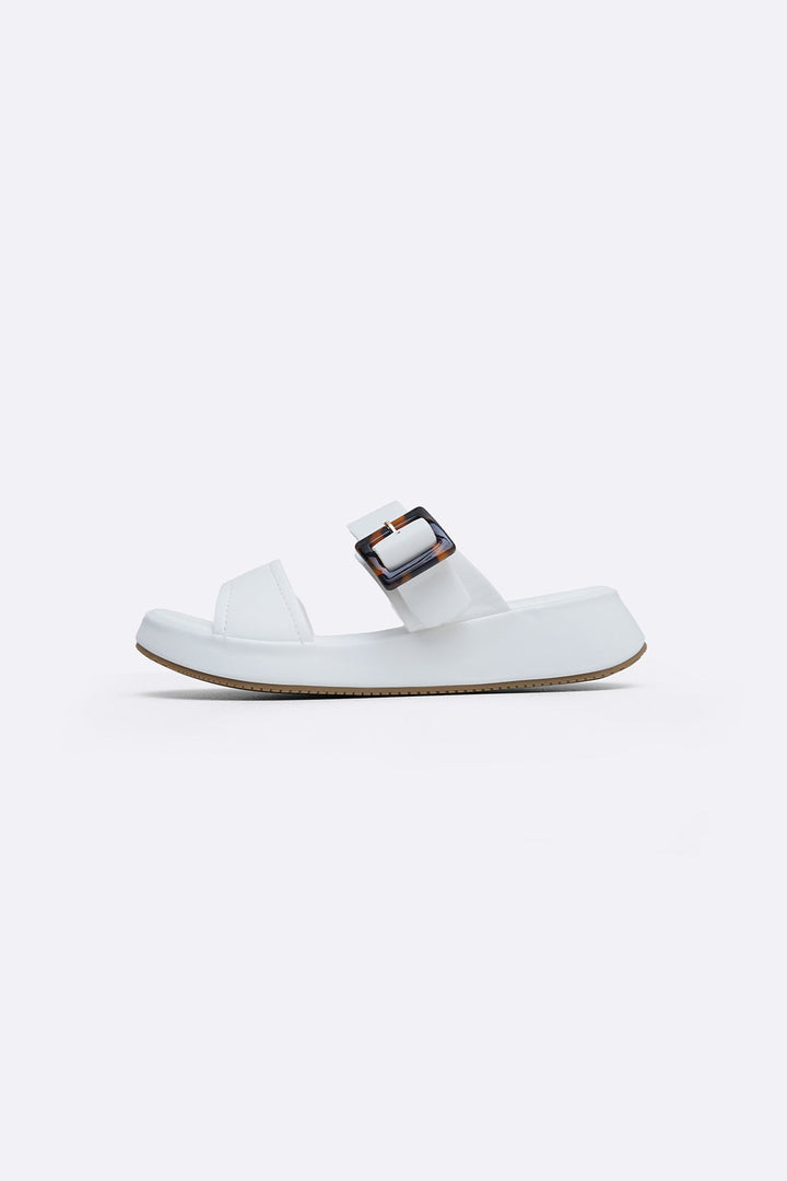 OFF WHITE BUCKLE MAMA SLIDES