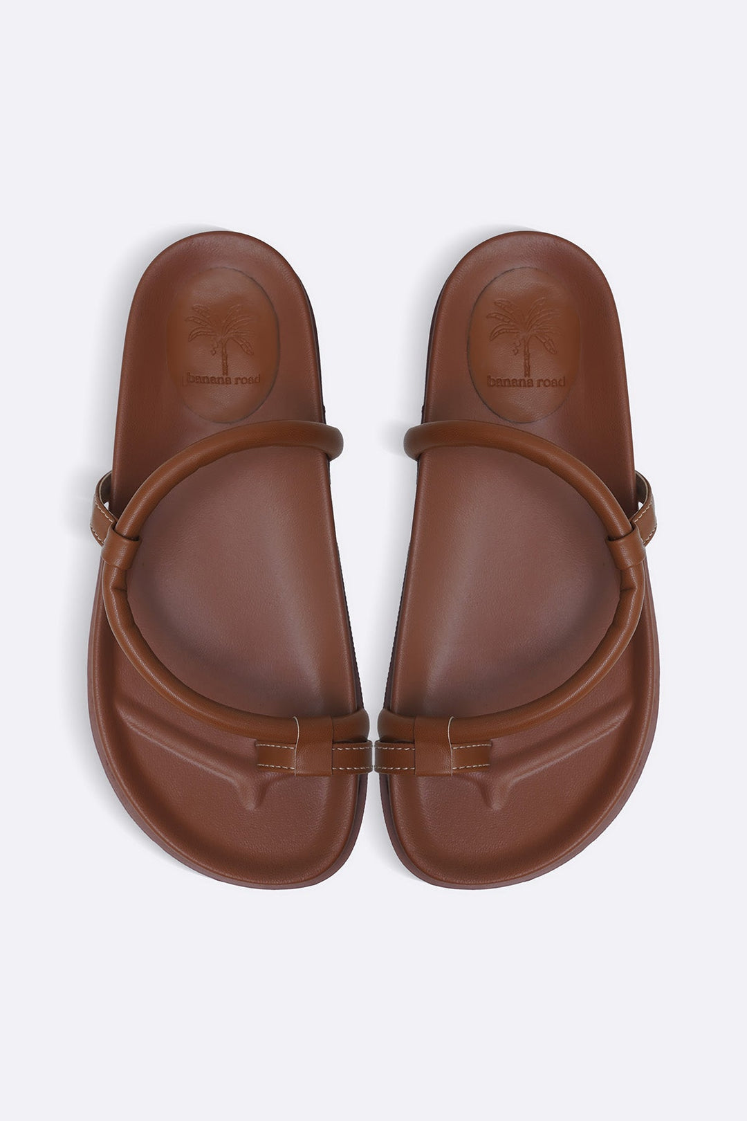 TAN BANANA ROAD TOE SLIDES