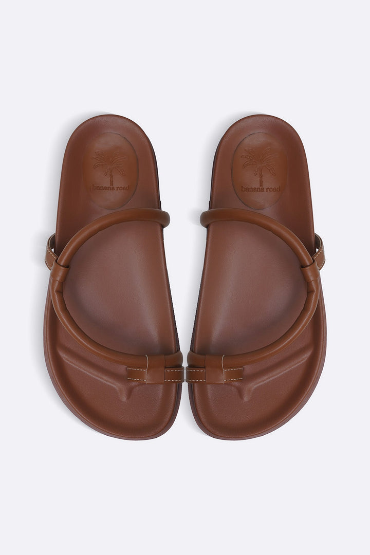TAN BANANA ROAD TOE SLIDES