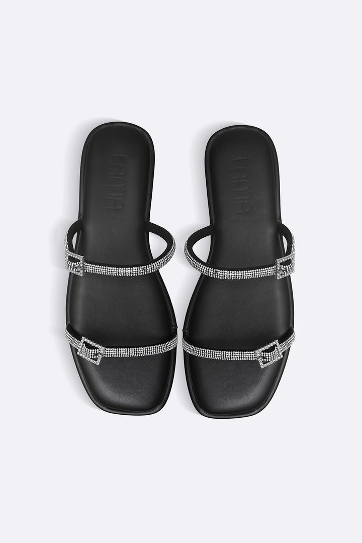 BLACK TINY CRYSTAL SLIDES