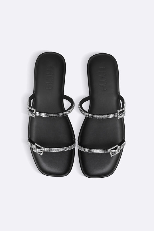 BLACK TINY CRYSTAL SLIDES