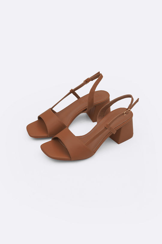 TAN MIRANO BLOCK HEEL