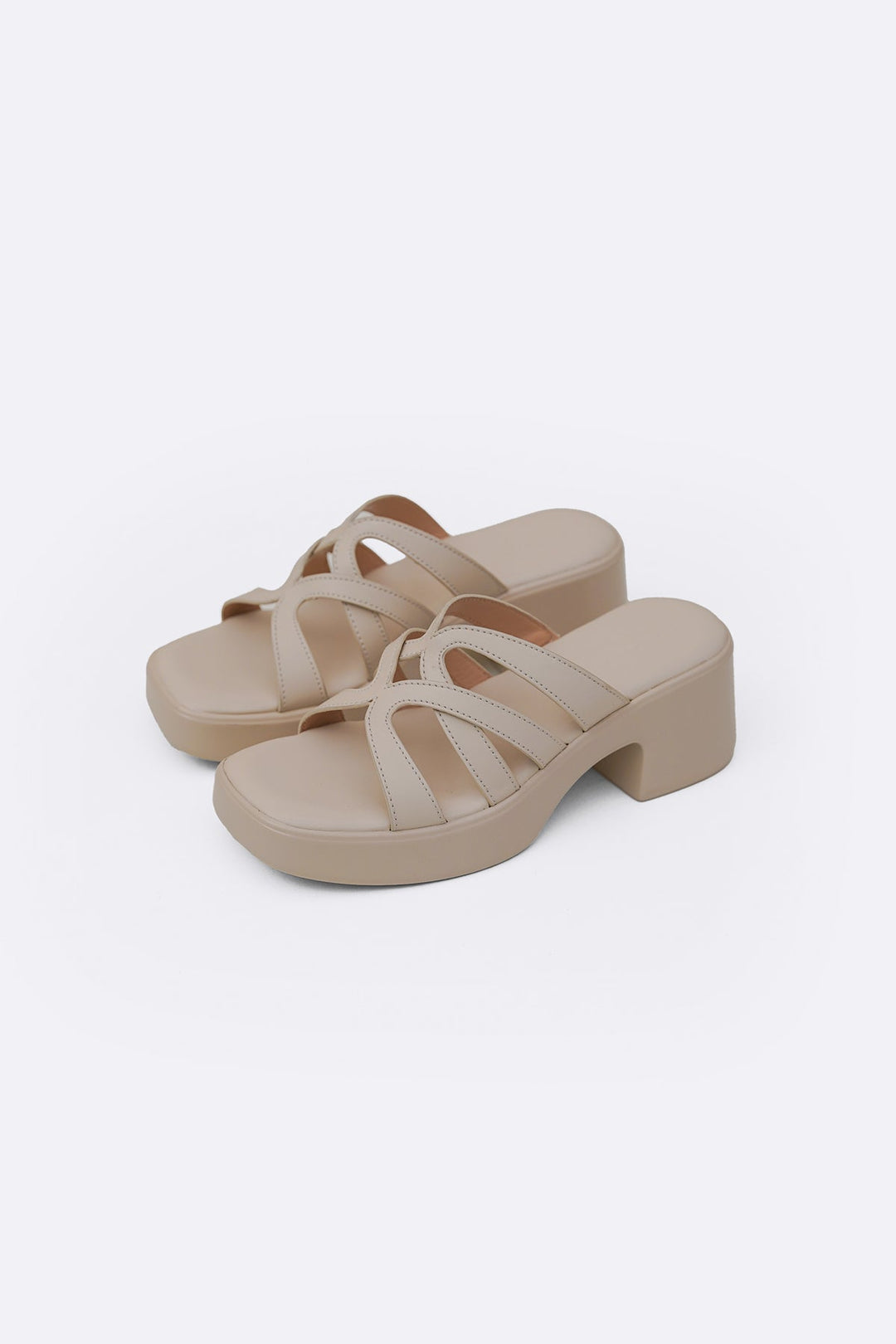 CREAM SOFT BLOCK HEELS