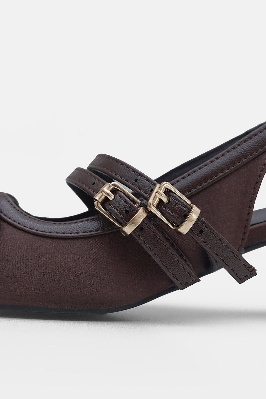 COFFEE-SATIN BALLERINA HEELS