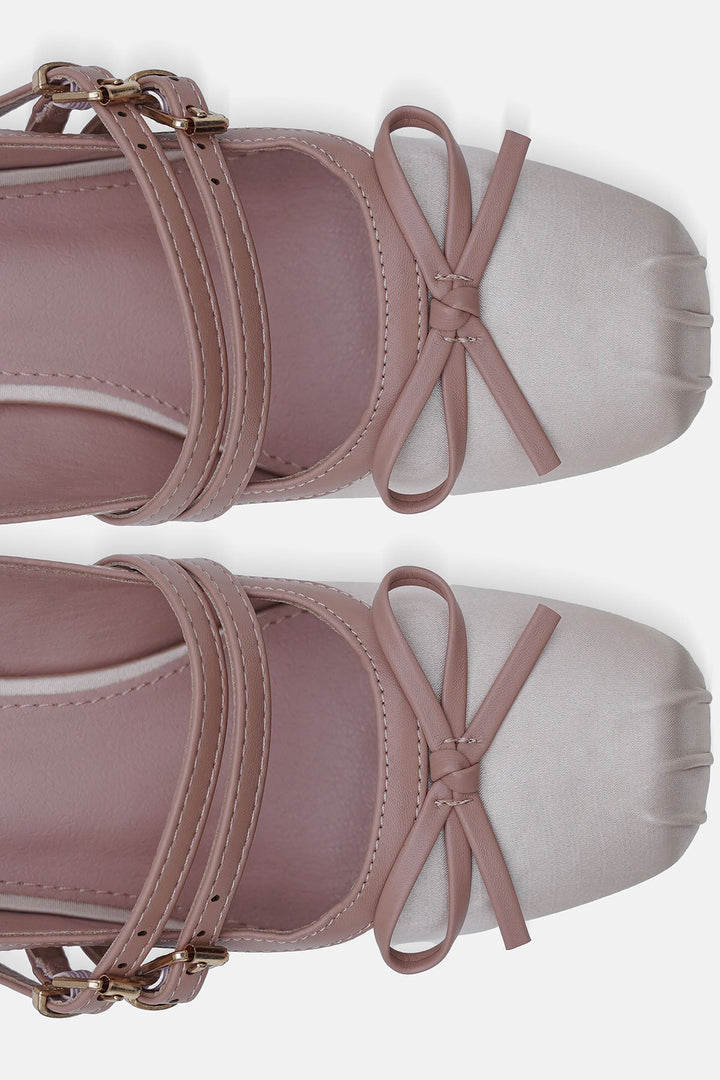 PINK-SATIN BALLERINA HEELS