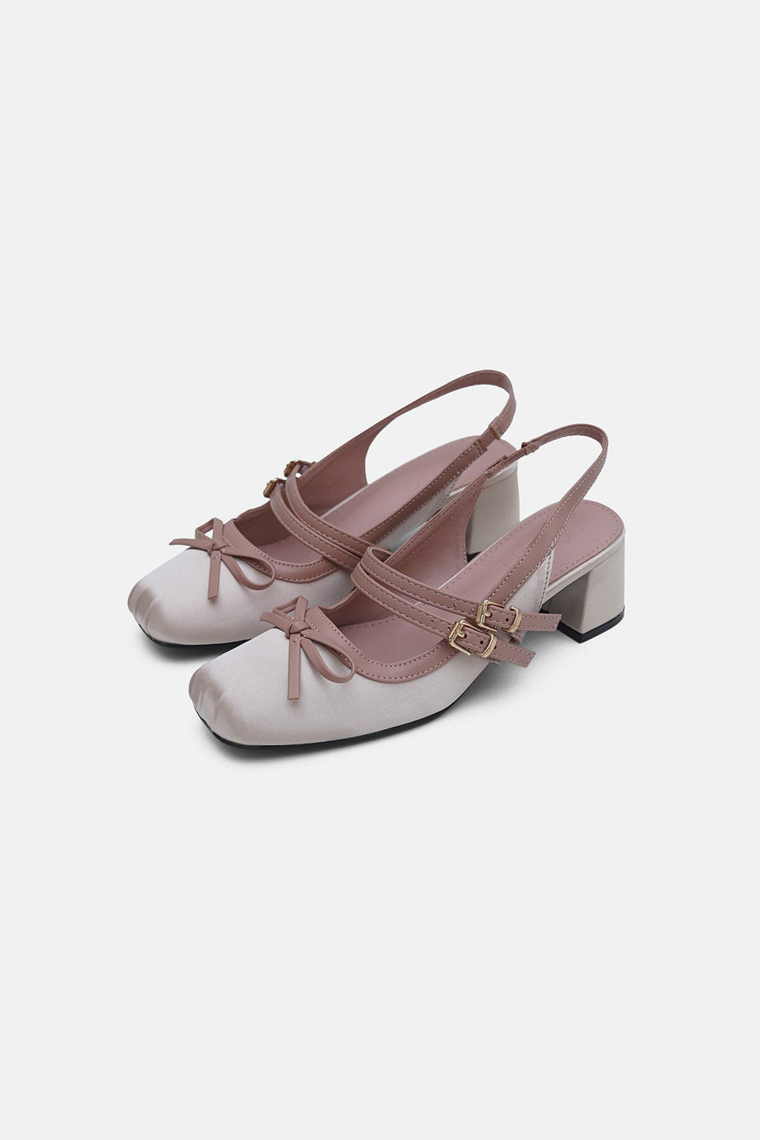 PINK-SATIN BALLERINA HEELS