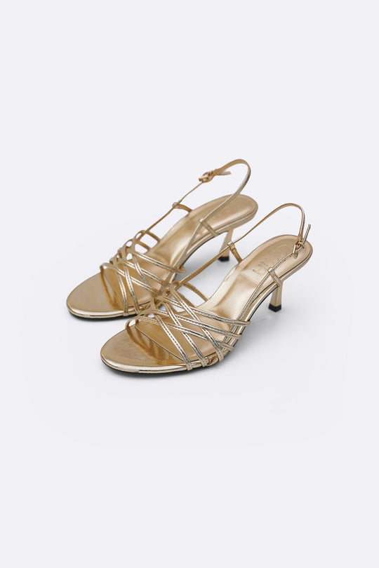 GOLD STRAPPY MIDNIGHT HEELS