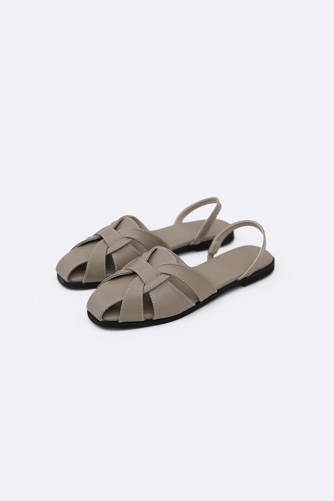TAUPE ROMAN FLAT SANDALS