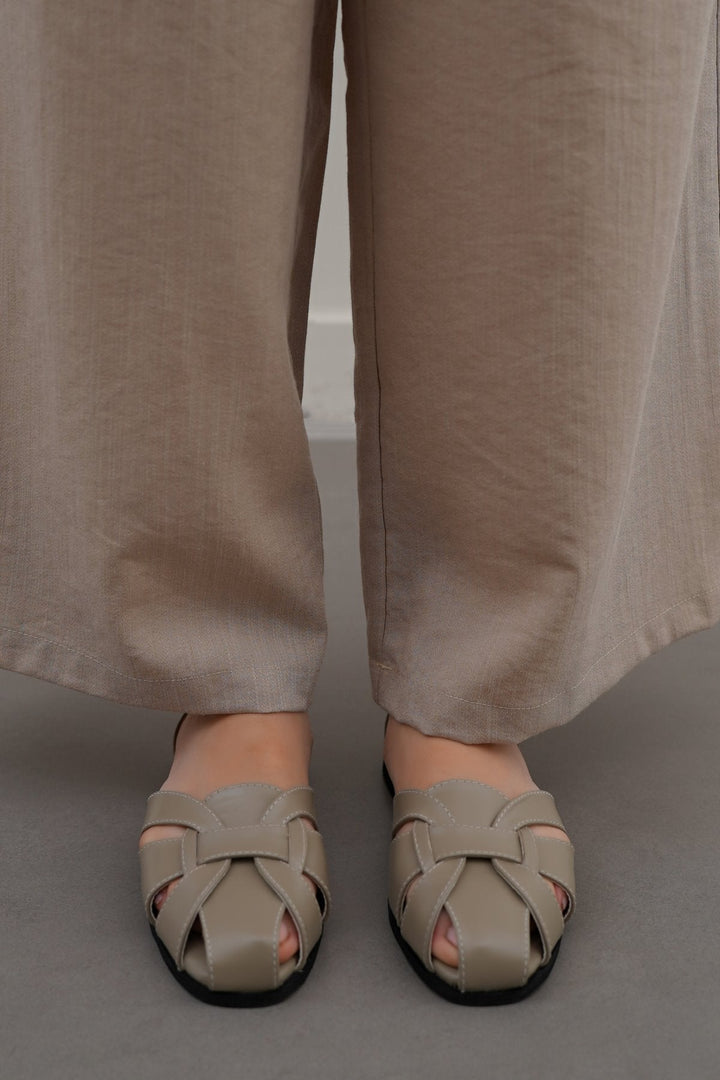 TAUPE ROMAN FLAT SANDALS