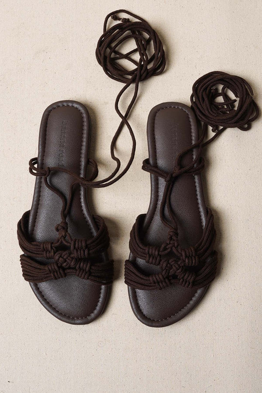 CHOCOLATE CAPRI WOVEN SLIDES