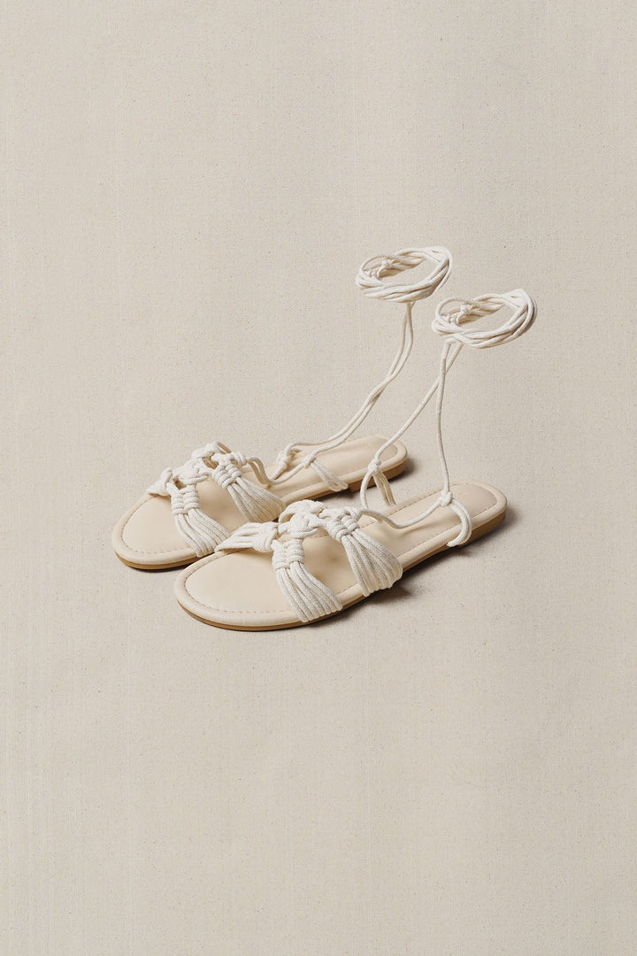 OFF WHITE CAPRI WOVEN SLIDES