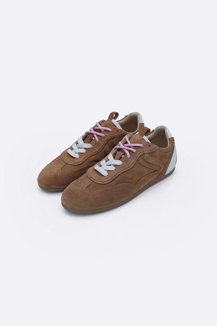 BEIGE LEATHER 2-LACE SNEAKERS