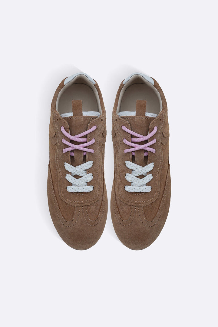 BEIGE LEATHER 2-LACE SNEAKERS