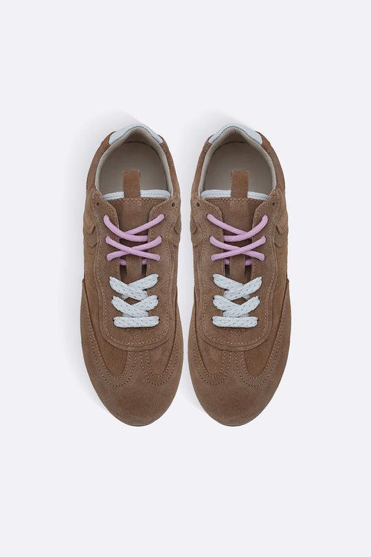 BEIGE LEATHER 2-LACE SNEAKERS