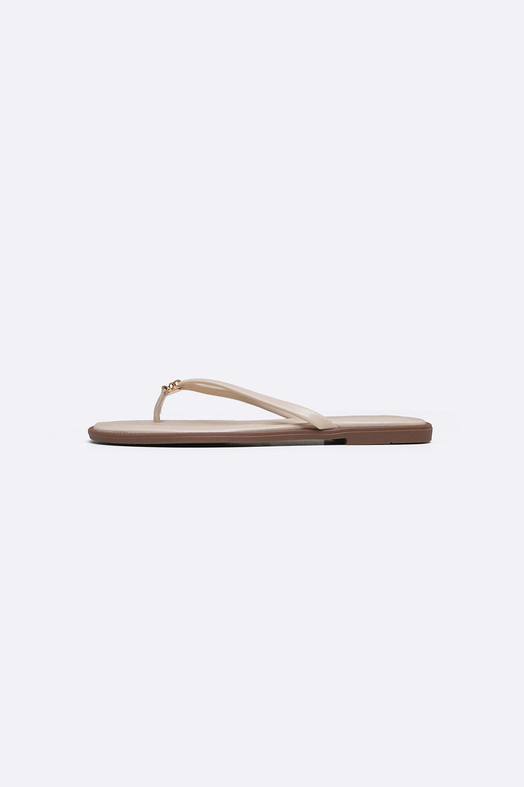 BEIGE STUD STUFF FLIP FLOPS