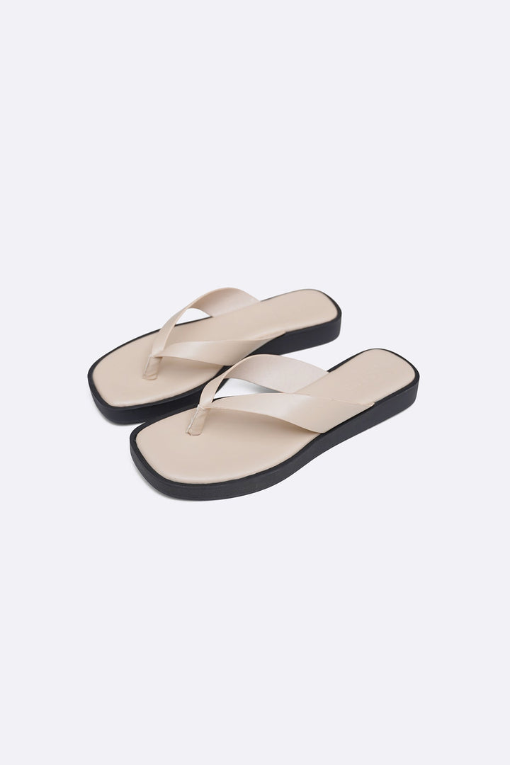 BEIGE MAGAZINE FLIP FLOPS