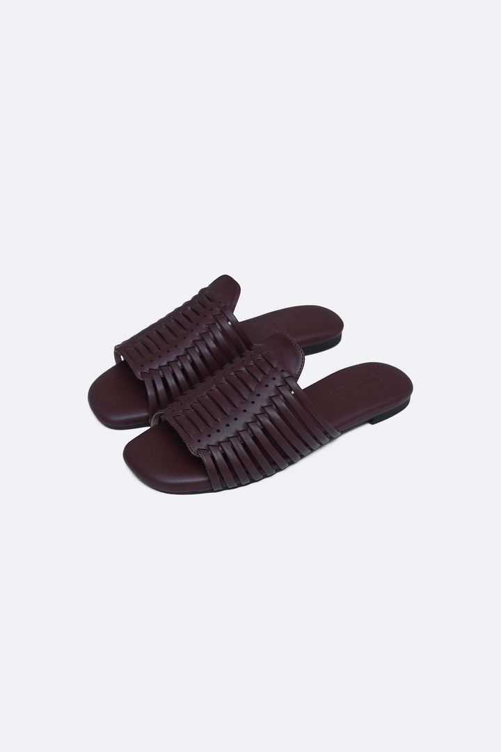 COFFEE TROPICAL WEAVE SLIDES