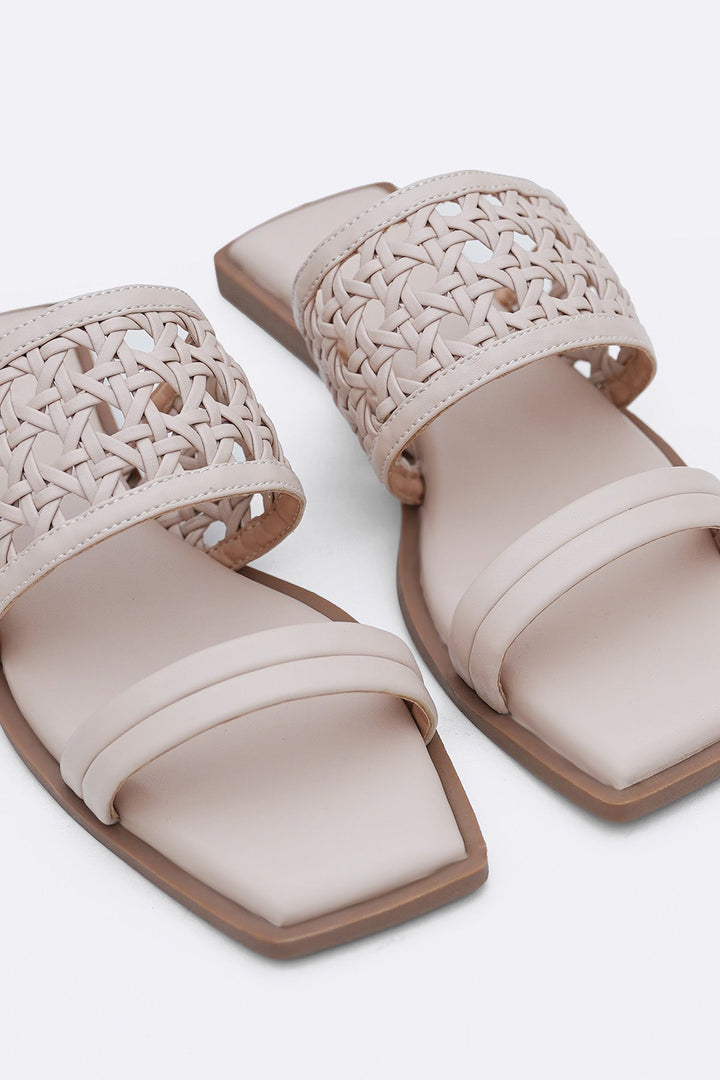 CREAM SUMMER WEAVE SLIDES
