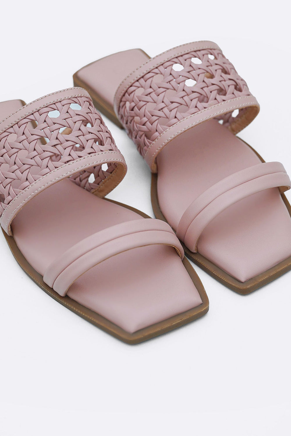 PINK SUMMER WEAVE SLIDES