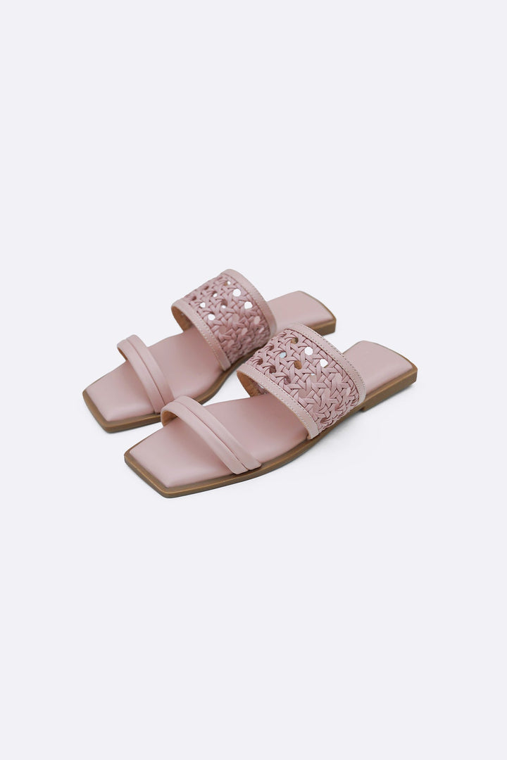 PINK SUMMER WEAVE SLIDES