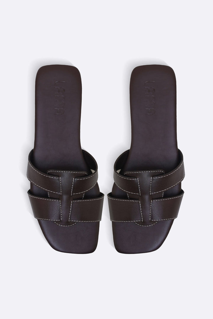 COFFEE CUSHIONED STITCH SLIDES